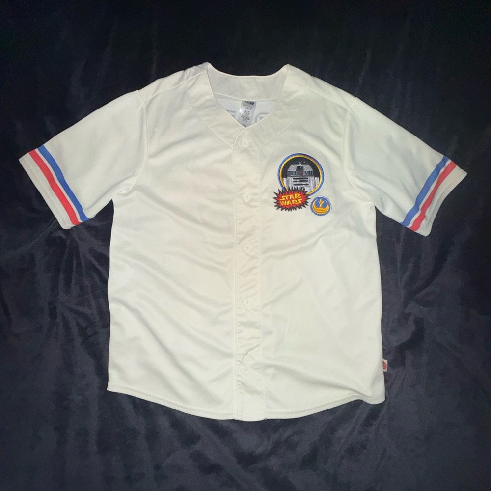 Star Wars Adult White Baseball Shirt with R2-D2 Patch